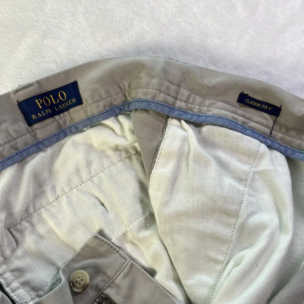 POLO RALPH LAUREN Beige Chino Shorts Mens Size 38 Pockets Zip Fly 8.5